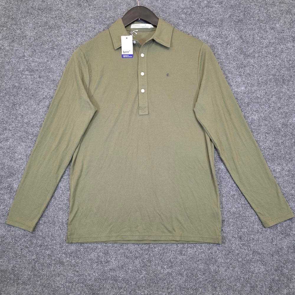 NEW Criquet Polo Shirt Men Small Green Long Sleeve Brrr Range Performance Golf